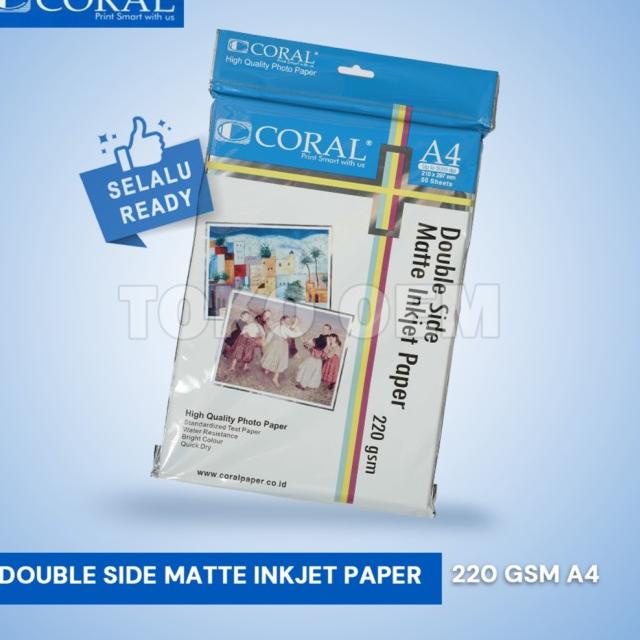 

➣ Coral Double Side Inkjet Paper A4-220 Gr (Pack=50 Sheet) ✩