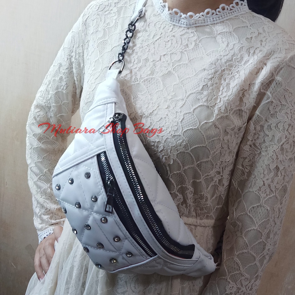 Tas Selempang Pinggang Waisbags Bordir Diamond Full Acc Gold Terbaru