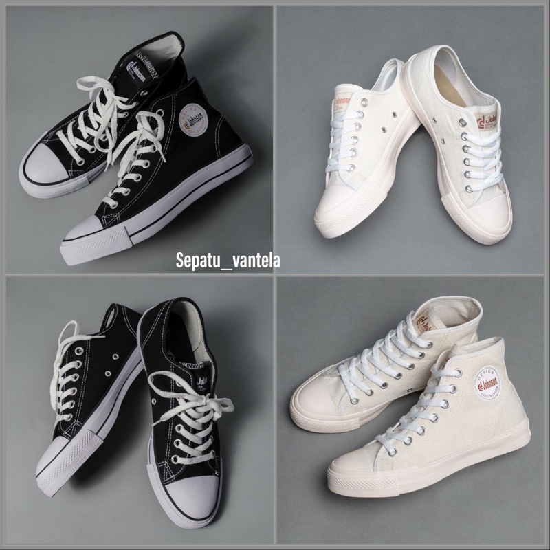 Sepatu Johnson Basic Milky &amp; Black white - Jhonson Original