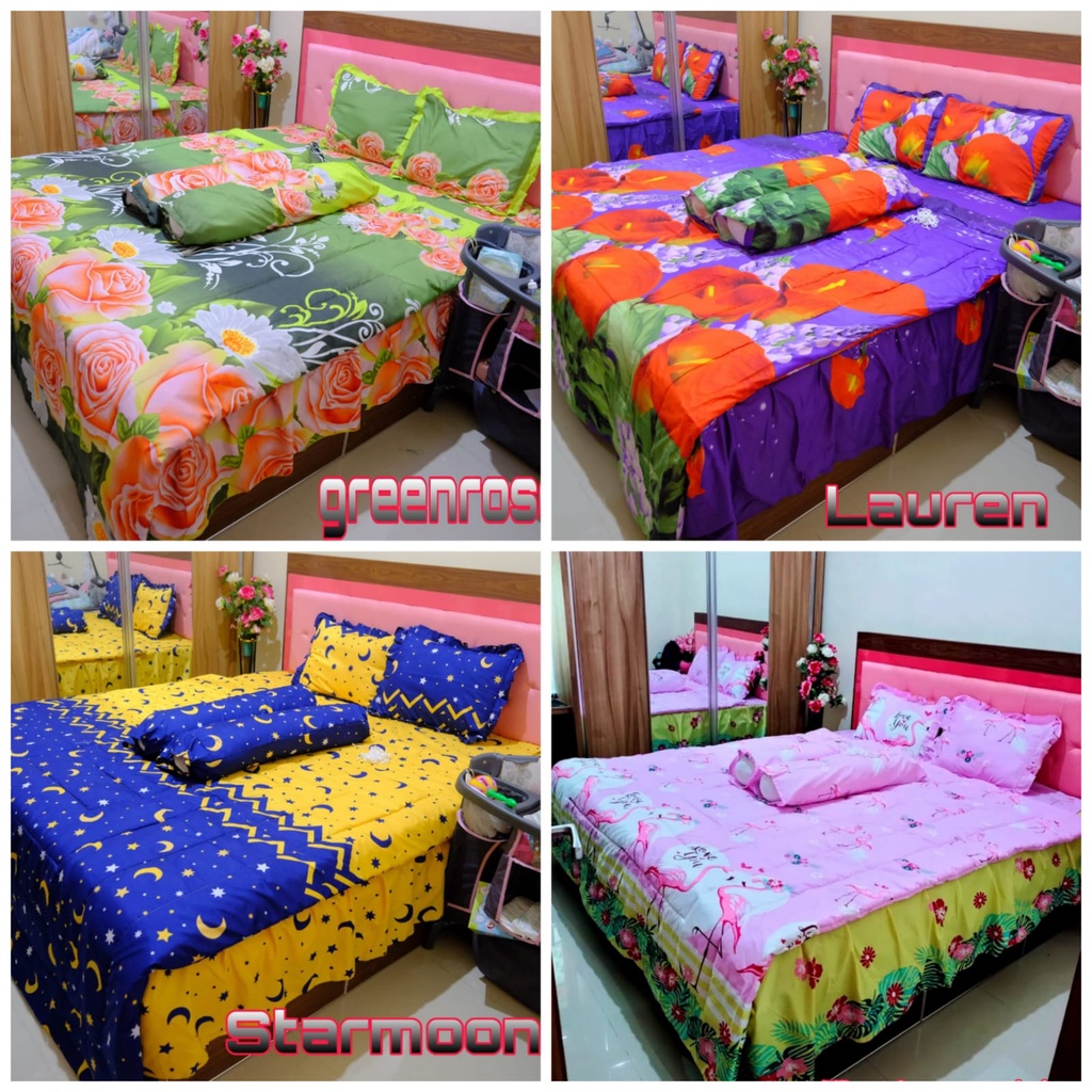 SPREI RUMBAI SET BEDCOVER SIZE NO 1 UK 180 X 200 CM SPREI SET BEDCOVER HOMEMADE MURAH