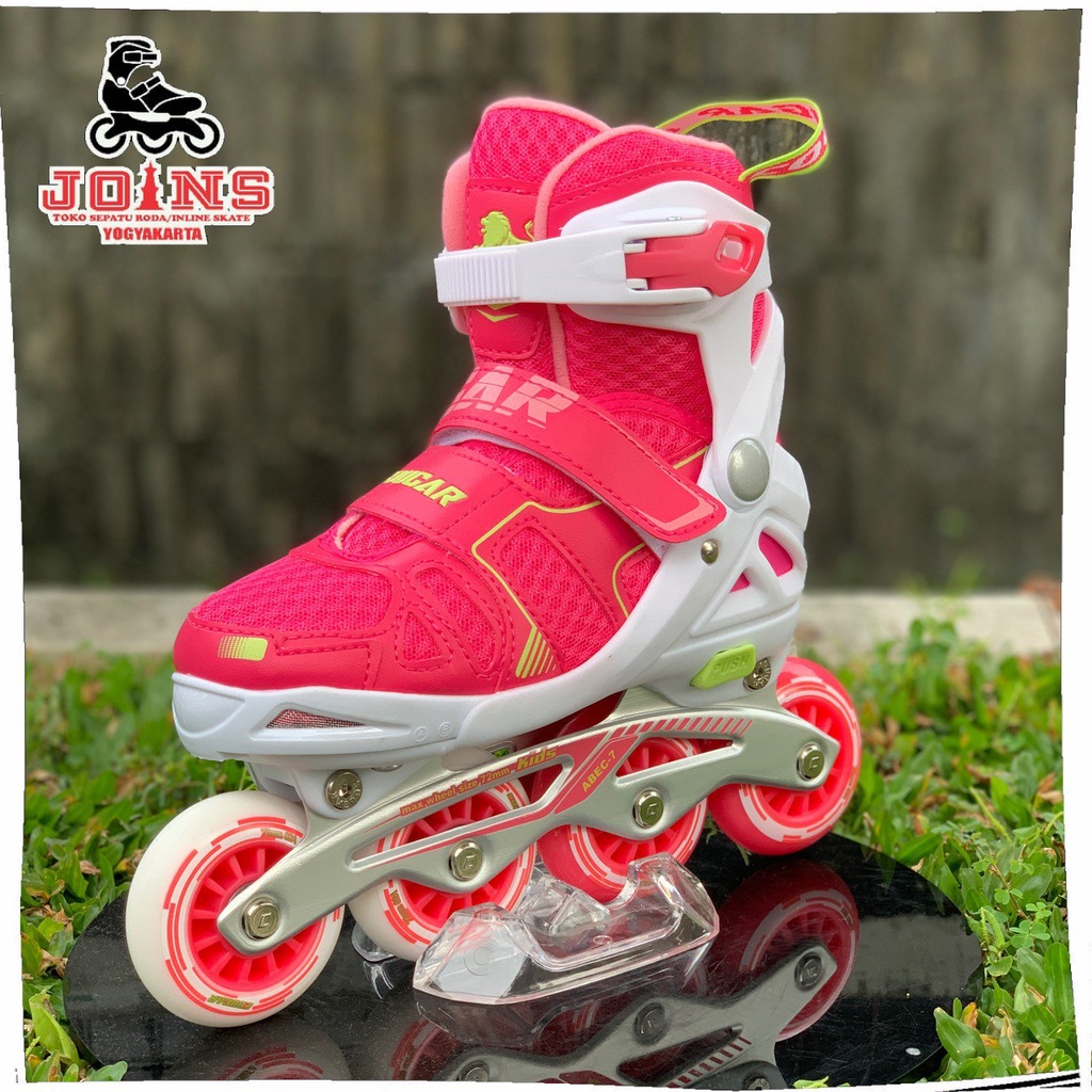 Sepatu Roda Anak Inline Skates Cougar MZS787 Pink White