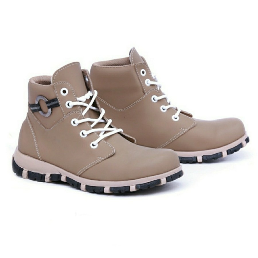 Sepatu Boots Anak Laki Laki Koboi Tali Pesta Boot Touring Main Jalan Jalan Anak Cowo Style Keren Sepatu Sekolah Krem Tan