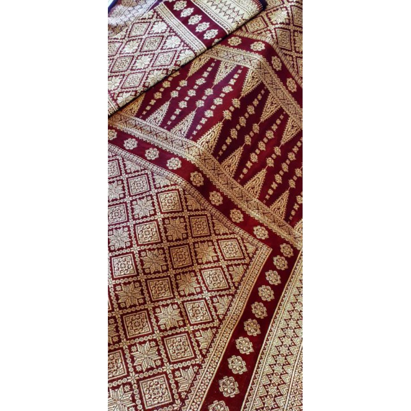 Songket Tenun Palembang Lepus Merah Marun Benang Berlian ORI