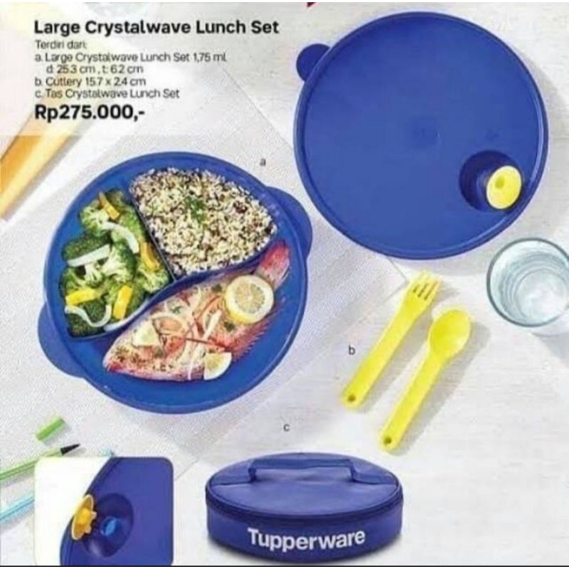tempat bekal makan tupperware large crystalwave lunch  box set (1) promo