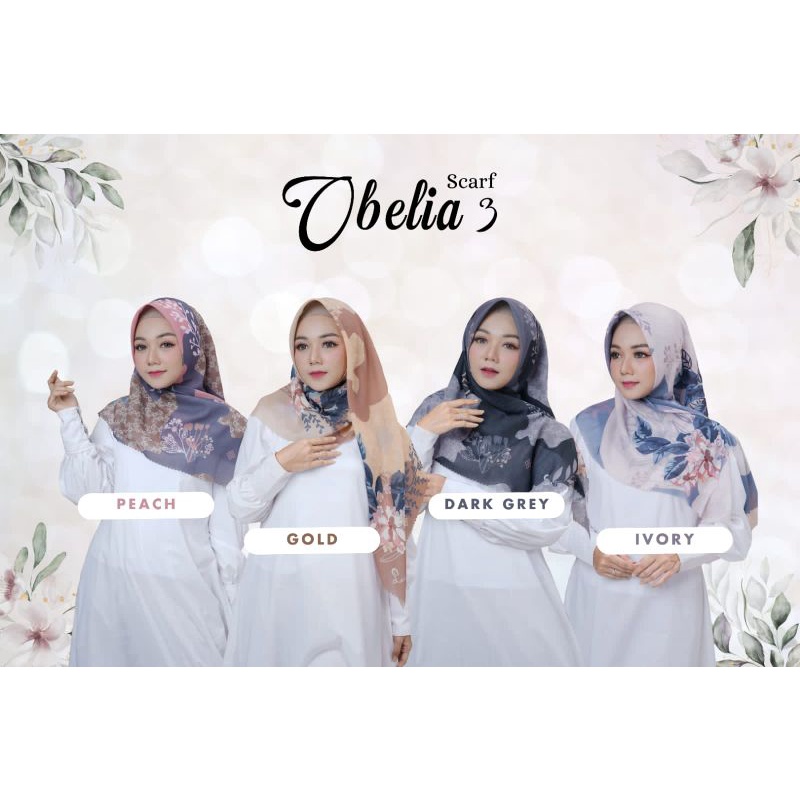 Scarf Obelia 3 kerudung segi empat Linalivia voal lina livia