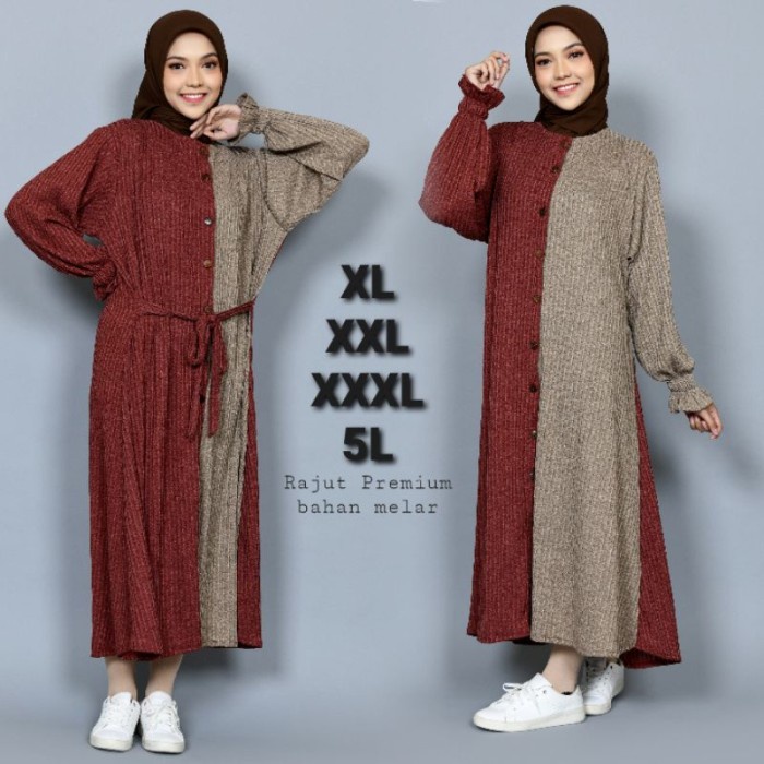 Midi dress rajut premium | Tunik rajut jumbo premium XXL - XXXL
