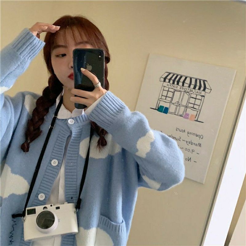 IMPORT WINTER WOMAN KNIT CARDIGAN CLOUDI OUTERWEAR KNITWEAR KOREAN STYLE JAKET KARDIGAN RAJUT WANITA MUSIM DINGIN