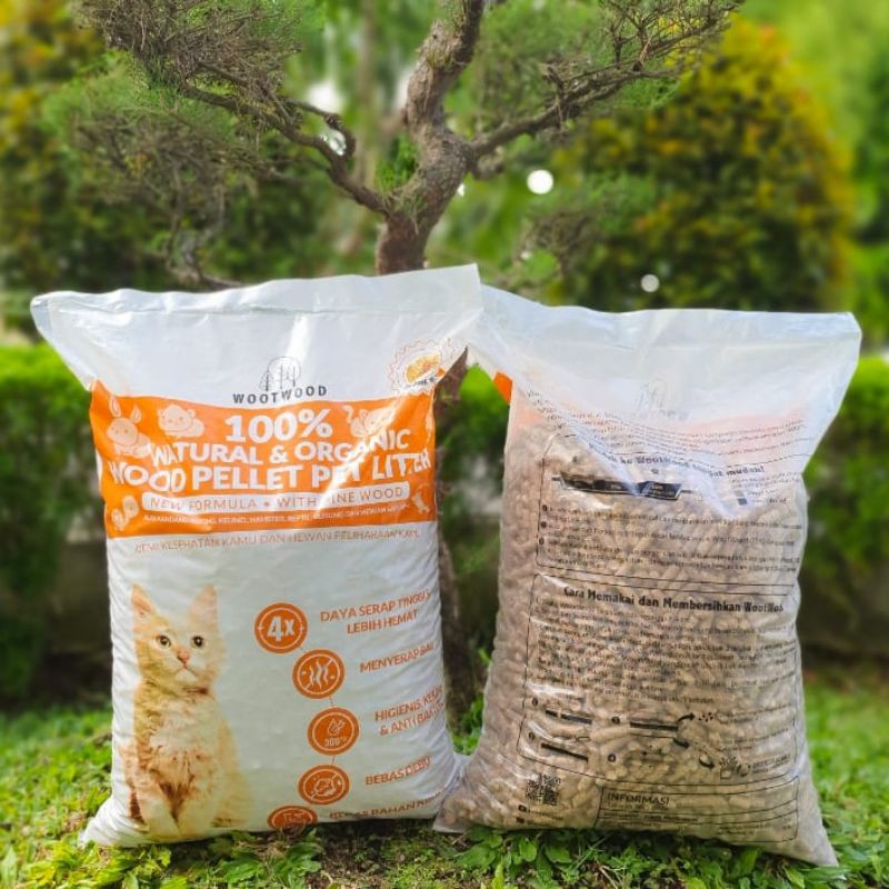 PASIR KUCING ALAS KANDANG / WOOTWOOD PELLET 10 Kg / 100% KAYU ALAMI  TANPA CAMPURAN LIMBAH KERTAS