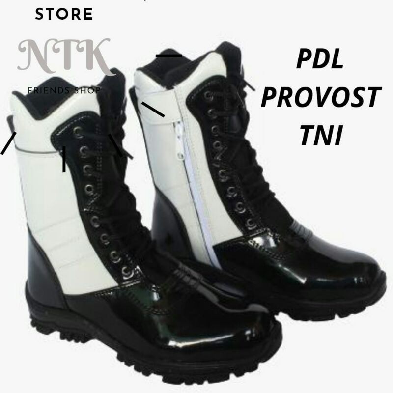 Sepatu PDL PROVOS PROVOST PROPOS TNI PKD SATPAM Dinas Lapangan Hitam Putih  - PT02