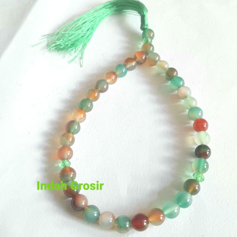 Tasbih Batu Akik Edong Pancawarna 8mm 33Butir Original