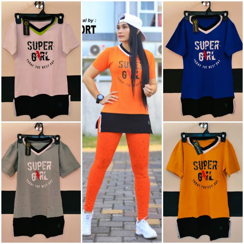 Tshirt longline / Kaos atasan Gevsportwear / baju senam Gevsportwear