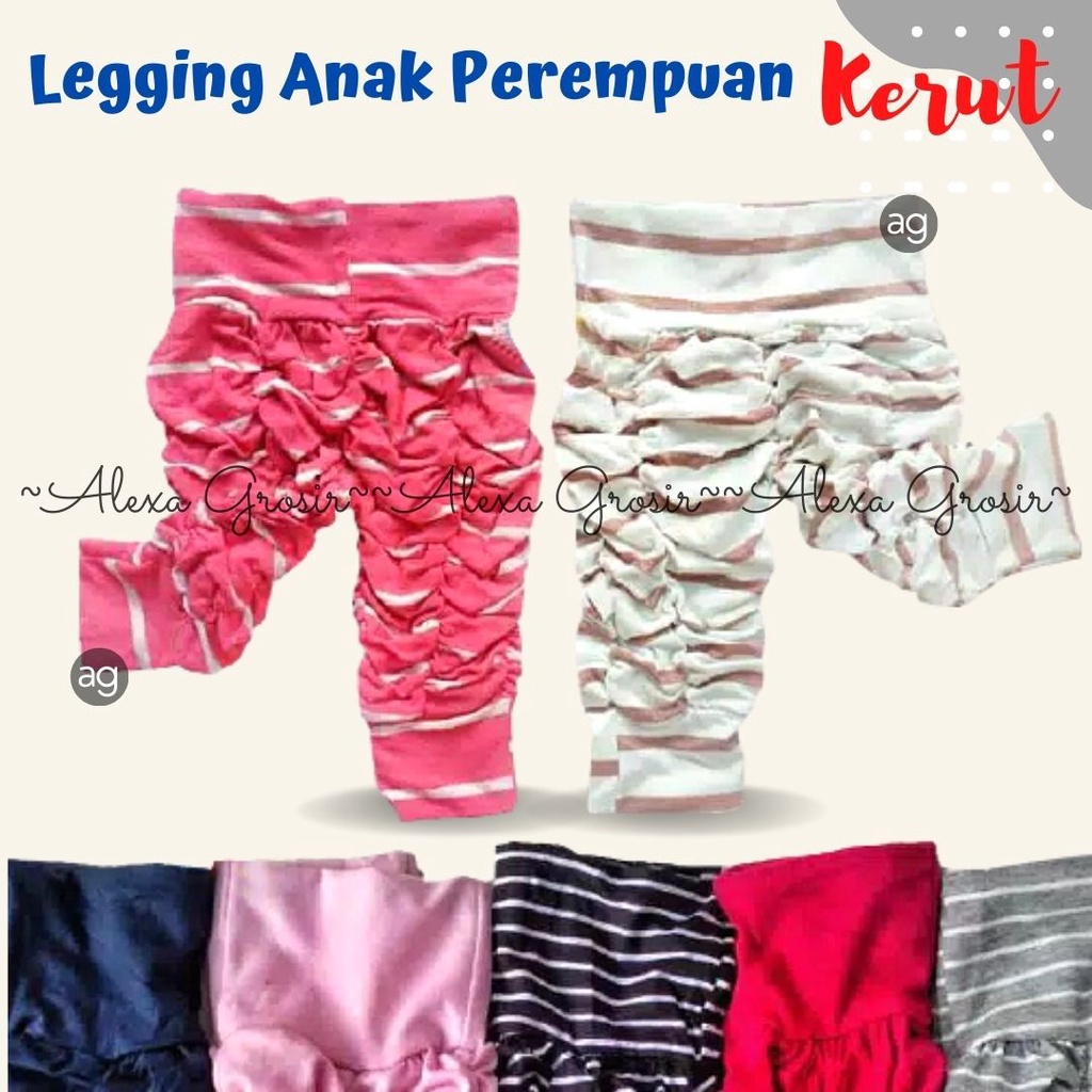 Legging Kerut 6-24 bulan / Celana Bayi Anak Perempuan Murah Adem/Celana Harian /Celana Santai Size S