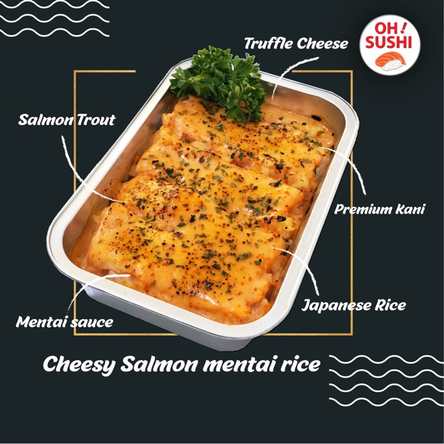 

Cheesy salmon mentai rice