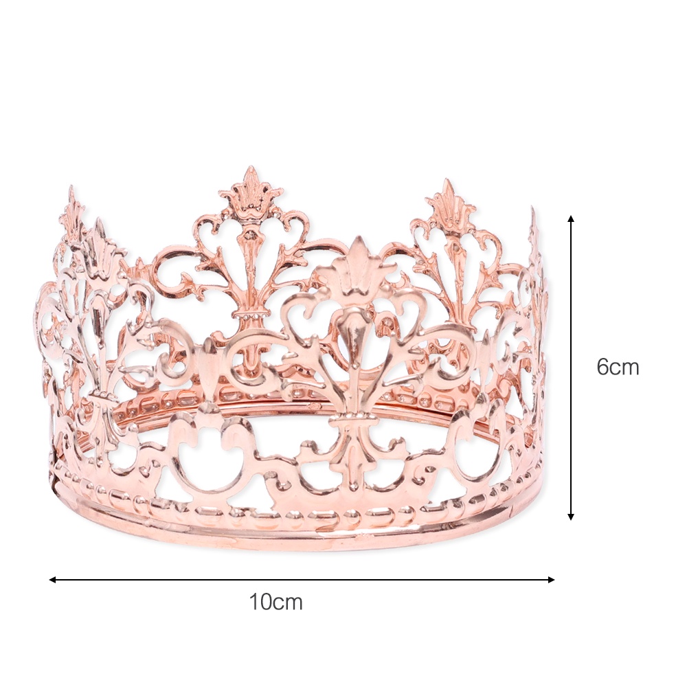 1pc Mahkota Tiara Mini Hollow Handmade Dekorasi Kue Ulang Tahun / Pernikahan