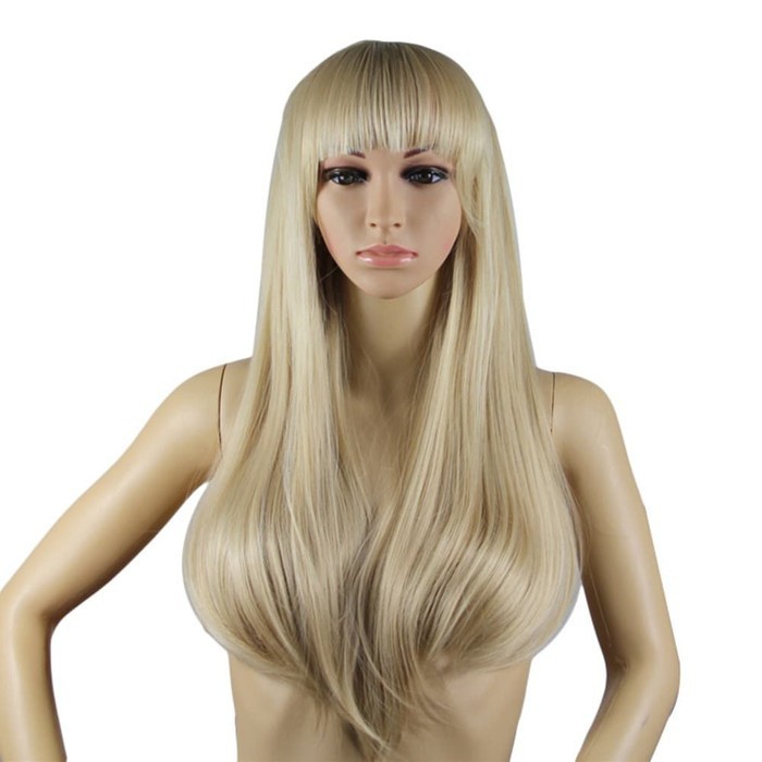 Wig blonde pirang golden bangs rambut psu poni