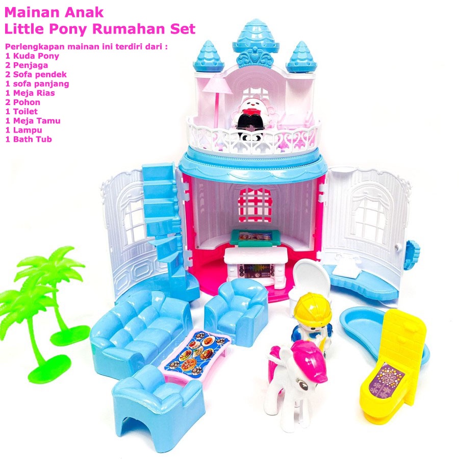 Mainan Anak Rumahan Set Little Pony - Assembly Building Block Castle