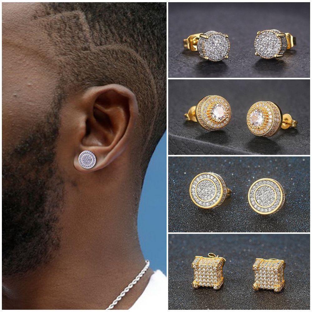 R-flower Rock Hip-Hop Untuk Pria Trendi Hypoallergenic Piercing Cubic Zirconia Anting