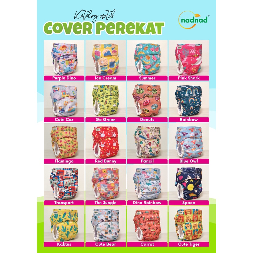 Clodi Bayi Cover Perekat Celana Nadnad New Desain Motif Eksklusif Motif Full Printing Kain Lebih Lembut Dan Tidak Luntur Kain Cuci Ulang Terlaris