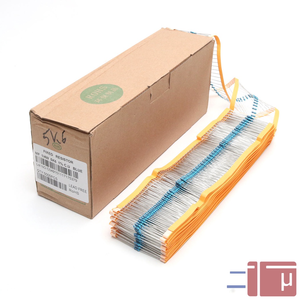 x10 Resistor 5K6 5.6K 1/4W Metal Film 1% Taiwan Kaki Tembaga