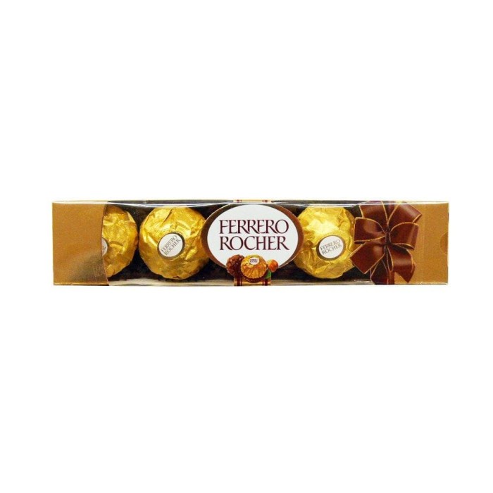 

COKELAT- FERRERO ROCHER ISI 5 PCS, FERERO ROCHER FERERRO ROCER. -COKELAT.