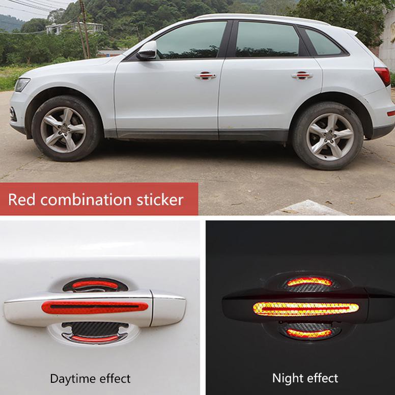 Seametal Reflective Sticker Gagang Pintu Mobil Car Door Handle 4PCS White Putih Grab Medan