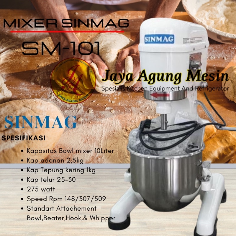 Jual Planetary Mixer Sinmag 10 Liter Sm-101/Mixer Sinmag 10 Liter /Mixer  Sinmag Sm101 / Sinmag Sm101 Indonesia|Shopee Indonesia