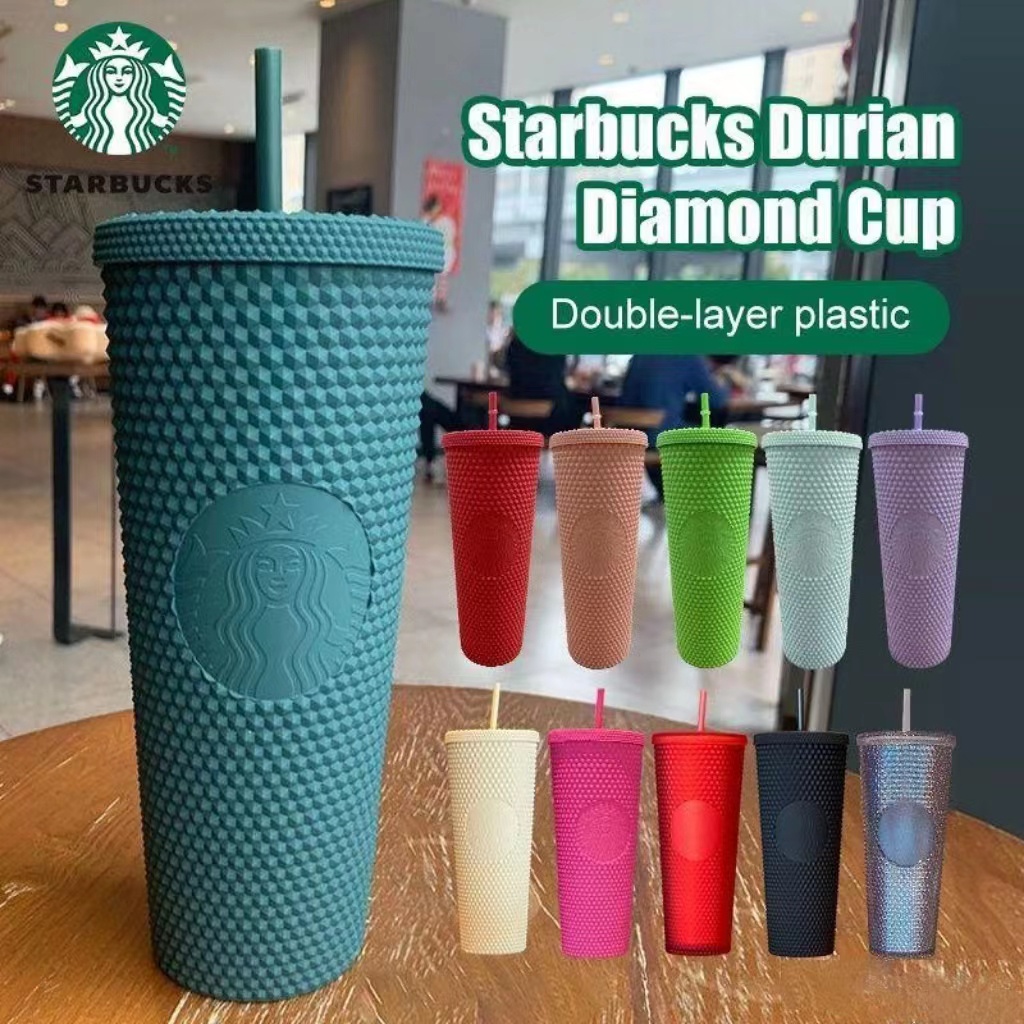 Starbucks Tumbler 710ml Diamond Radiant Goddess Straw Cup With With Lid Summer Cold Water Cup Tumbler With Straw Plastic Durian Coffee Mugs