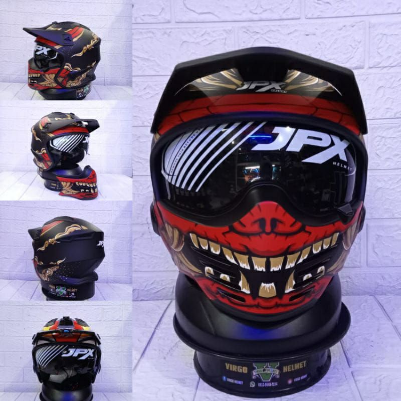 HELM JPX MX724R BLACK DOFF CROSSOVER~HELM MODULAR TERMURAH