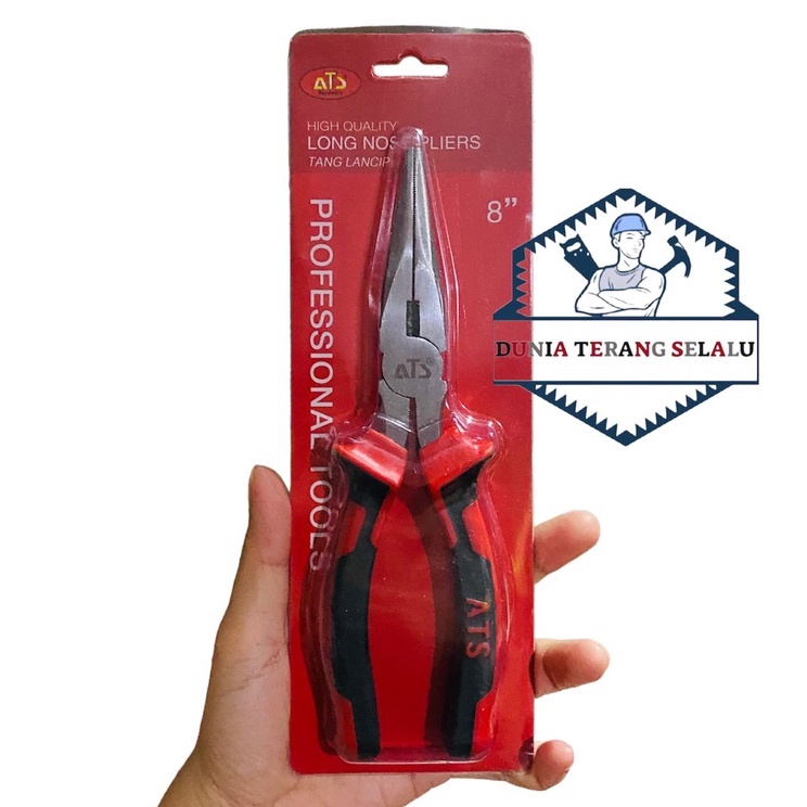 ATS - Tang Lancip 6 in 8 in HITAM MERAH Long Nose Plier 6'' 8'' ATS