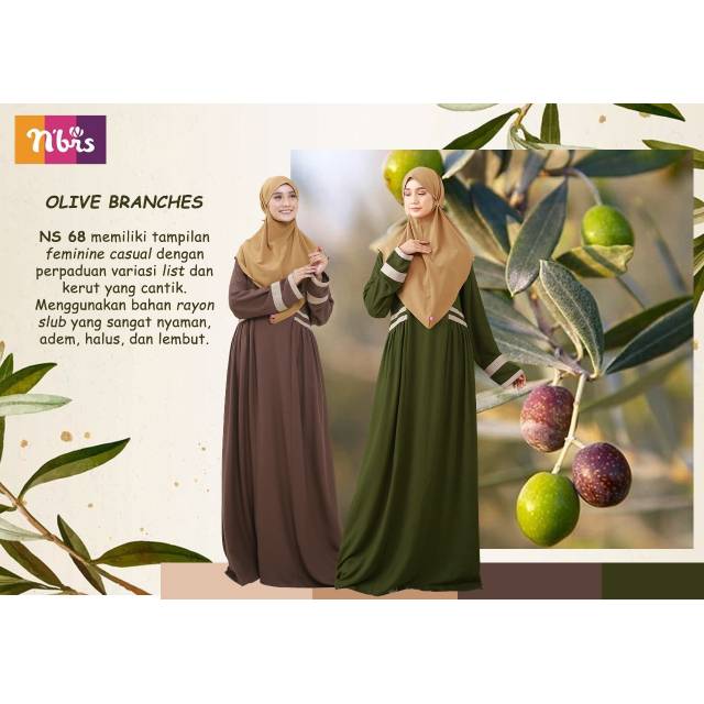 Gamis Original NS 68 by Nivras|Gamis Katun Rayon Slub|Gamis Busui|Gress Adem|Dress Polos Hijau Army