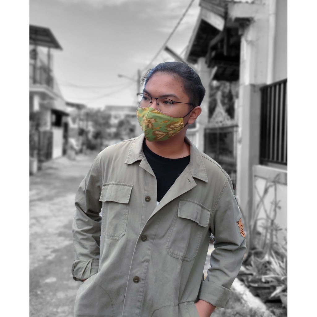 Masker Kain motif Etnik SERI HIJAU