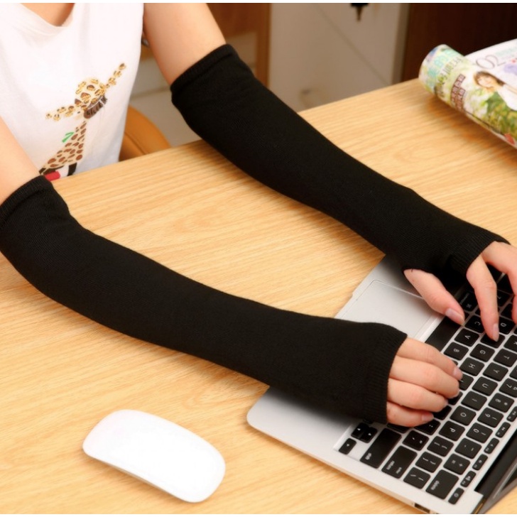 KINGS - F495 Manset Jempol / Manset Tangan Wanita / Handsock Lembut Wanita / Kain Penutup Lengan-Hitam
