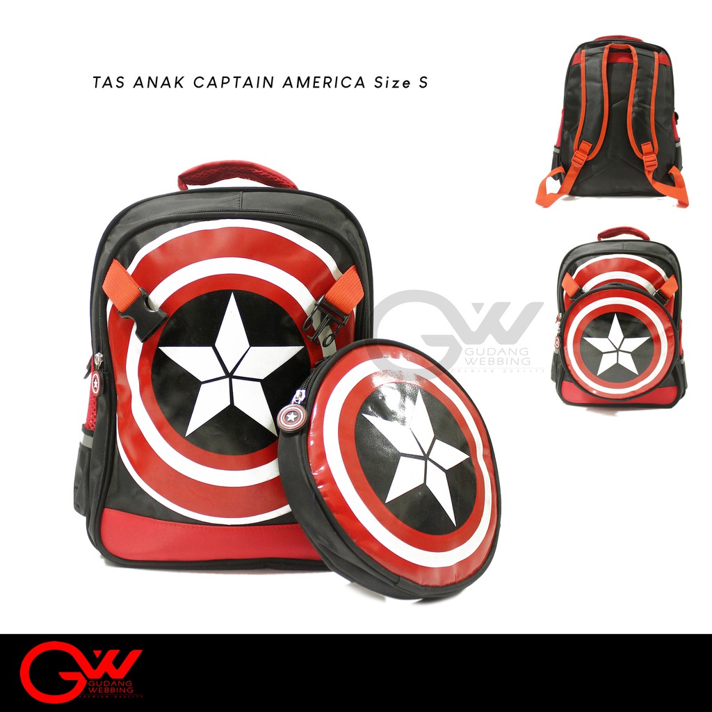 Tas Anak | Tas Sekolah Captain America 2in1