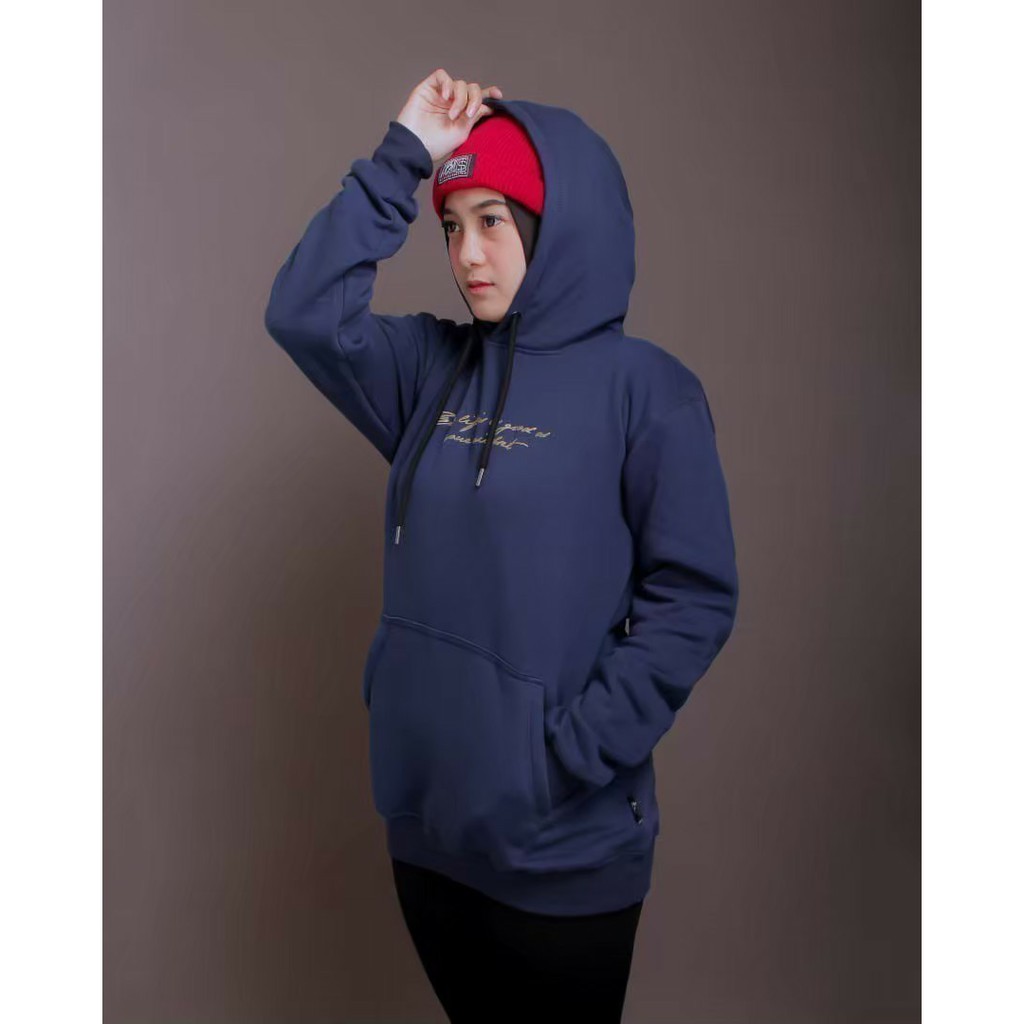 Sweater Hoodie Pria Wanita Triplesix - Sablon Warna Navy M - XXL