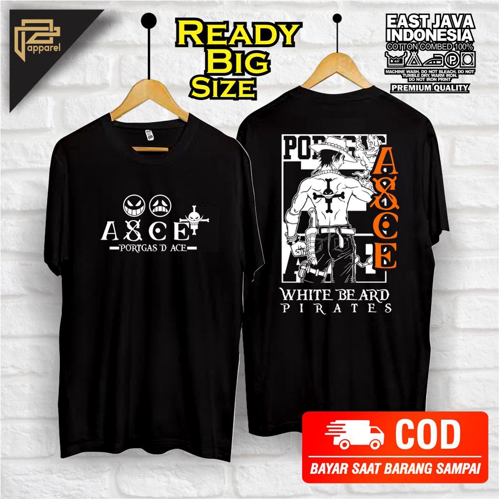 Baju kaos T SHIRT D.Ace one piece SHIROHIGE | kaos pria motif d-ace ONE PIECE | D. ACE ONE PIECE/big