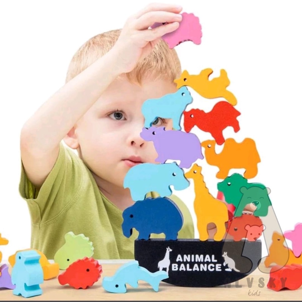 WOODEN ANIMAL BALANCE / MAINAN KESEIMBANGAN / MAINAN EDUKASI ANAK / WOODEN TOYS