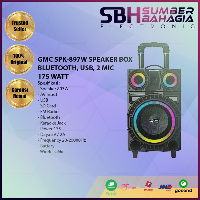GMC SPK-897W SPEAKER BOX BLUETOOTH, USB, 2 MIC 175 WATT