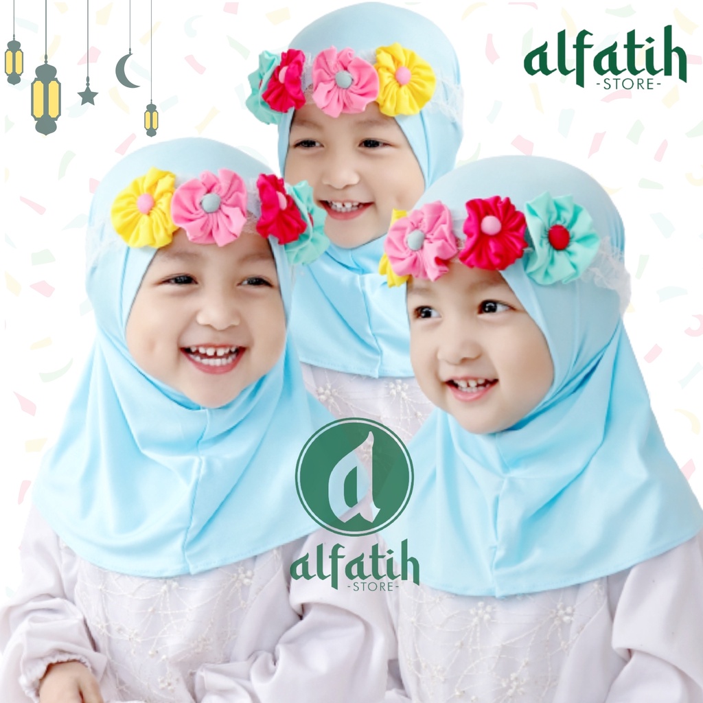 3.3 LNS  Jilbab Anak Syiria Bando Bunga Kombinasi Tila/hijab bayi/kerudung instan/hijab anak iman