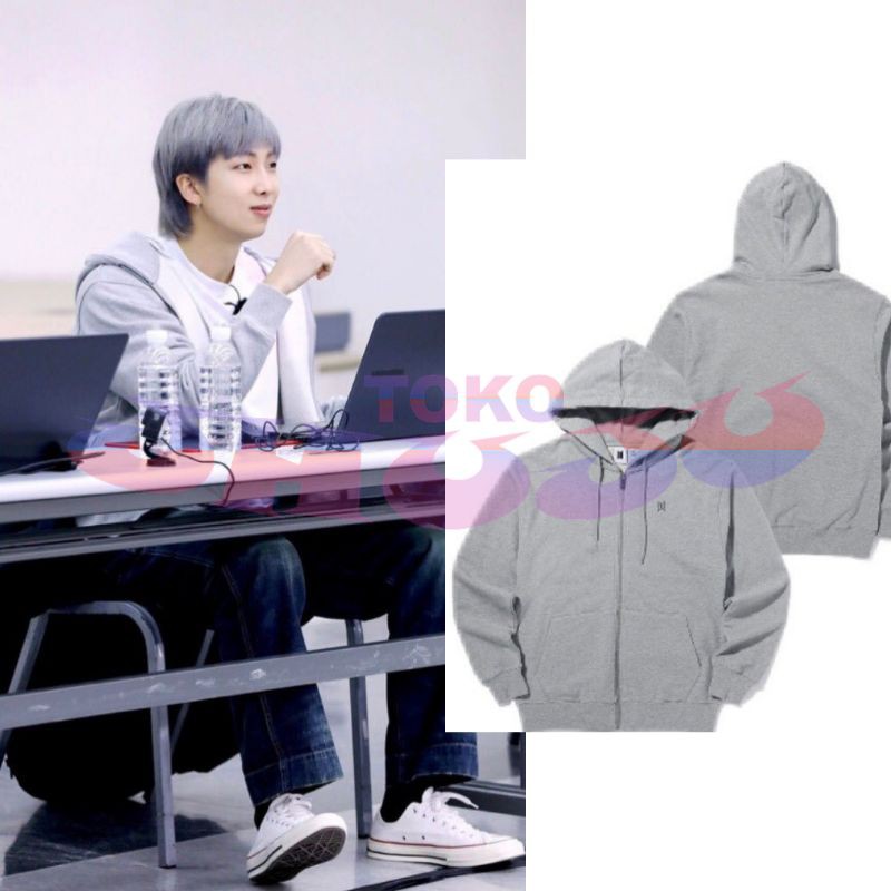 Jaket Hoodie ZIPPER BTS Rap Monster Style Bts logo line small // hoodie BTS kim namjoon style