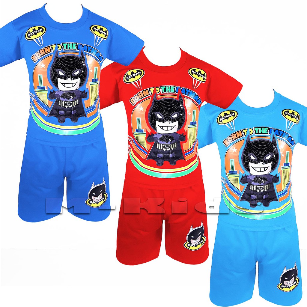 MKids88 - Baju Setelan Anak Laki-Laki Mata Nyala Lampu LED Superhero Karakter BATMAN