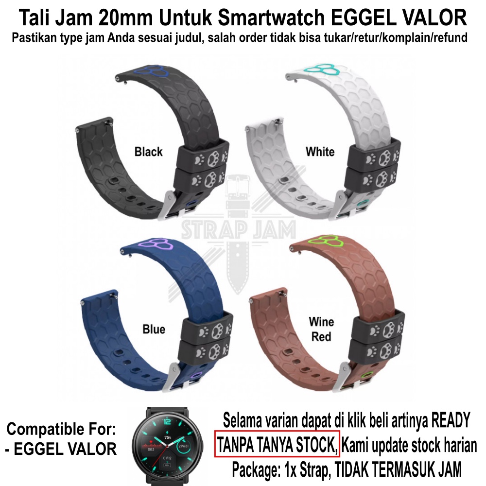 CUTE Tali Jam Eggel Valor - Strap 20mm Silikon Texture Cat Dog Foot Print