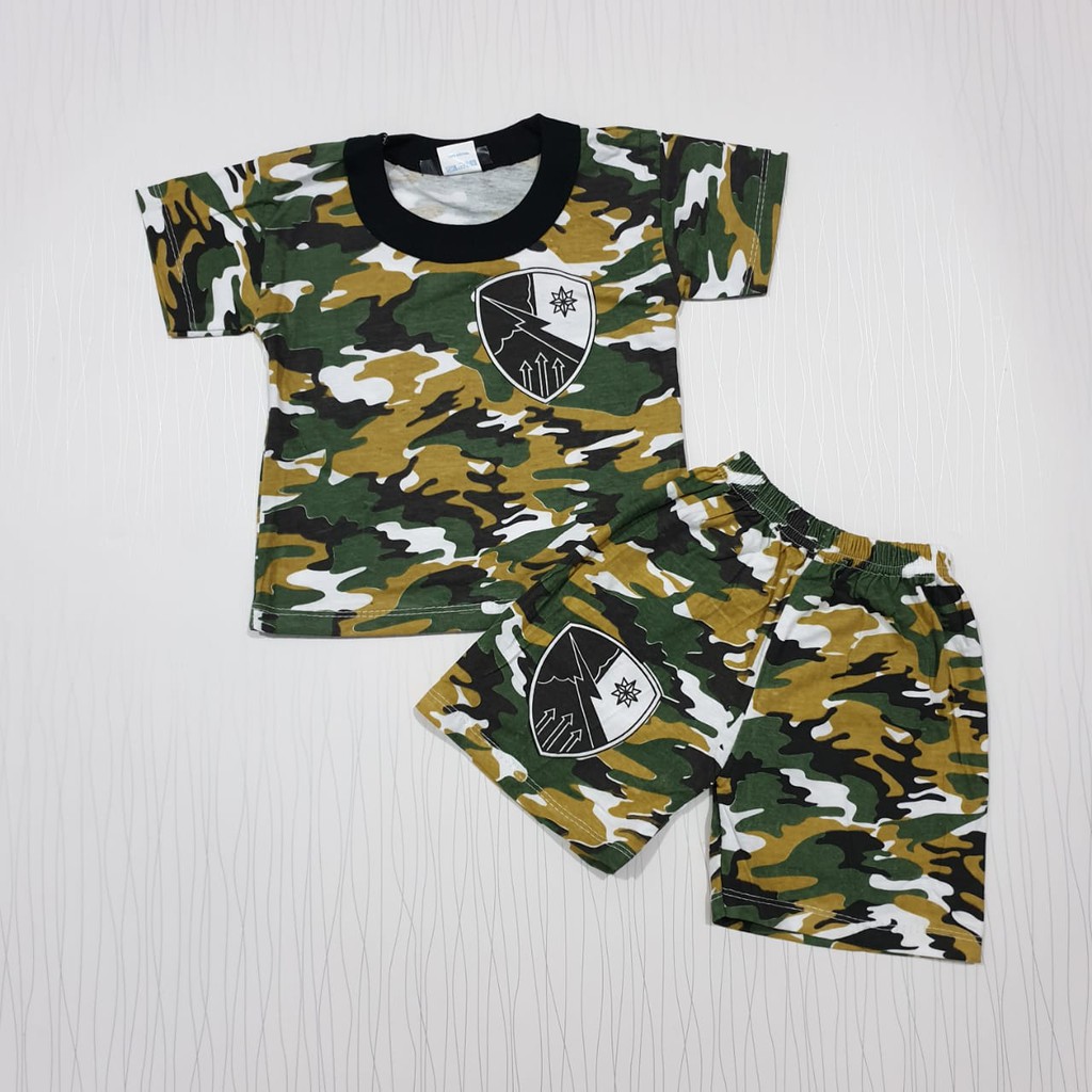 setelan pakaian anak laki-laki bahan katun motif army