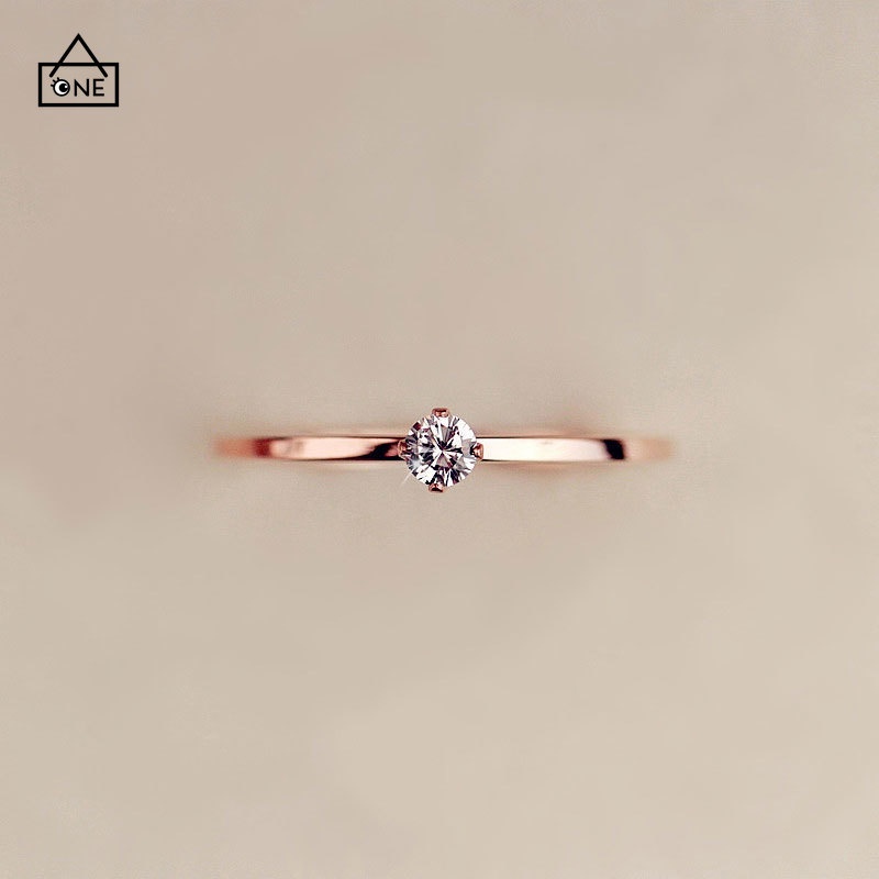 COD❤Cincin Wanita Berlian Korea, Aksesoris Perhiasan Cincin Baja Titanium Empat Cabang A one