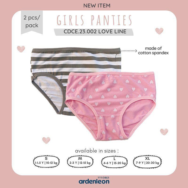 Ardenleon Premium Girls Panties Fairytale / Love Line (celana dalam anak)