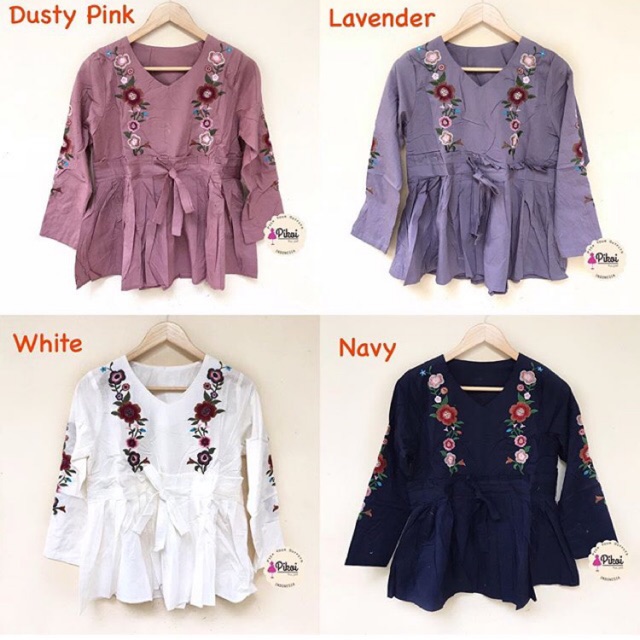 Baju putih bordir / blouse bordir cantik / blouse katun murah / lengan panjang / baju bohemian /1865