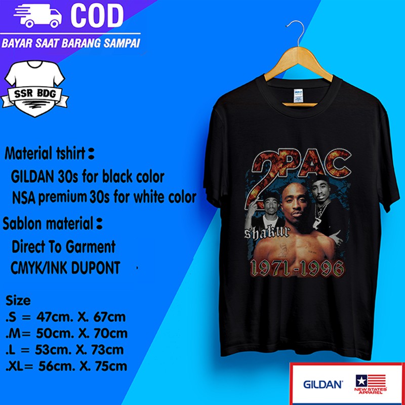 Kaos 2pac baju band musik vintage pria wanita unisex luar negri
