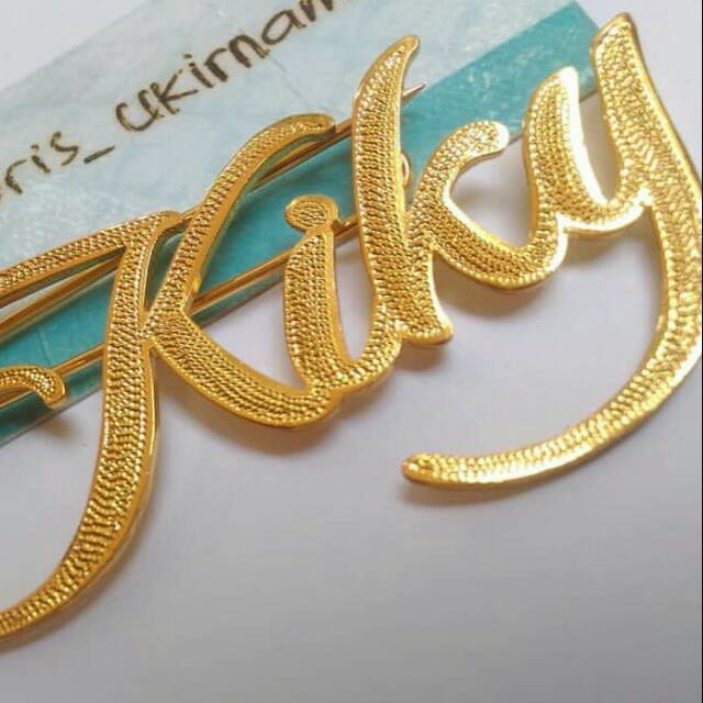 Bros nama pin nama ukirnama silver / monel / gold peniti kuningan aksesoris fashion bros