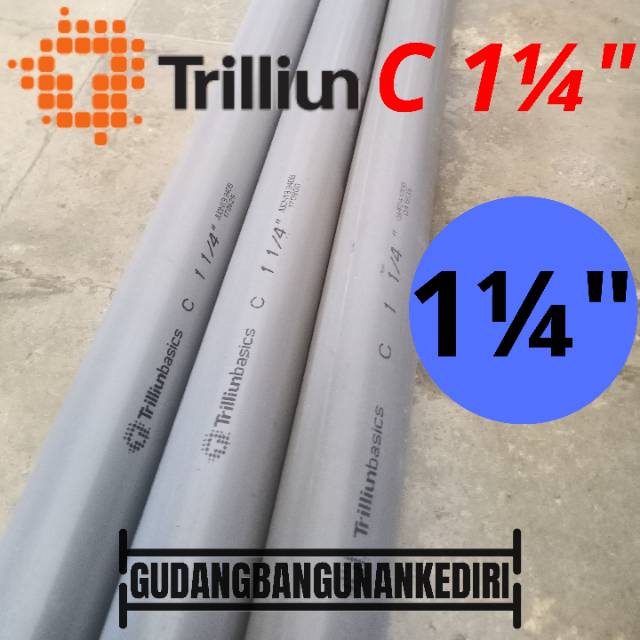 Pipa PVC C 1 1/4&quot; TRILLIUN | Pipa C 1 1/4&quot; ABU TRILLIUN per 1 meter (100cm)