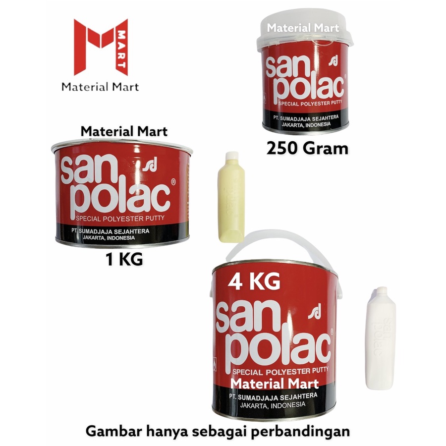 Dempul Sanpolac 4KG | San Polac 4 KG | Dempul Mobil Motor Besi Kayu | Material Mart