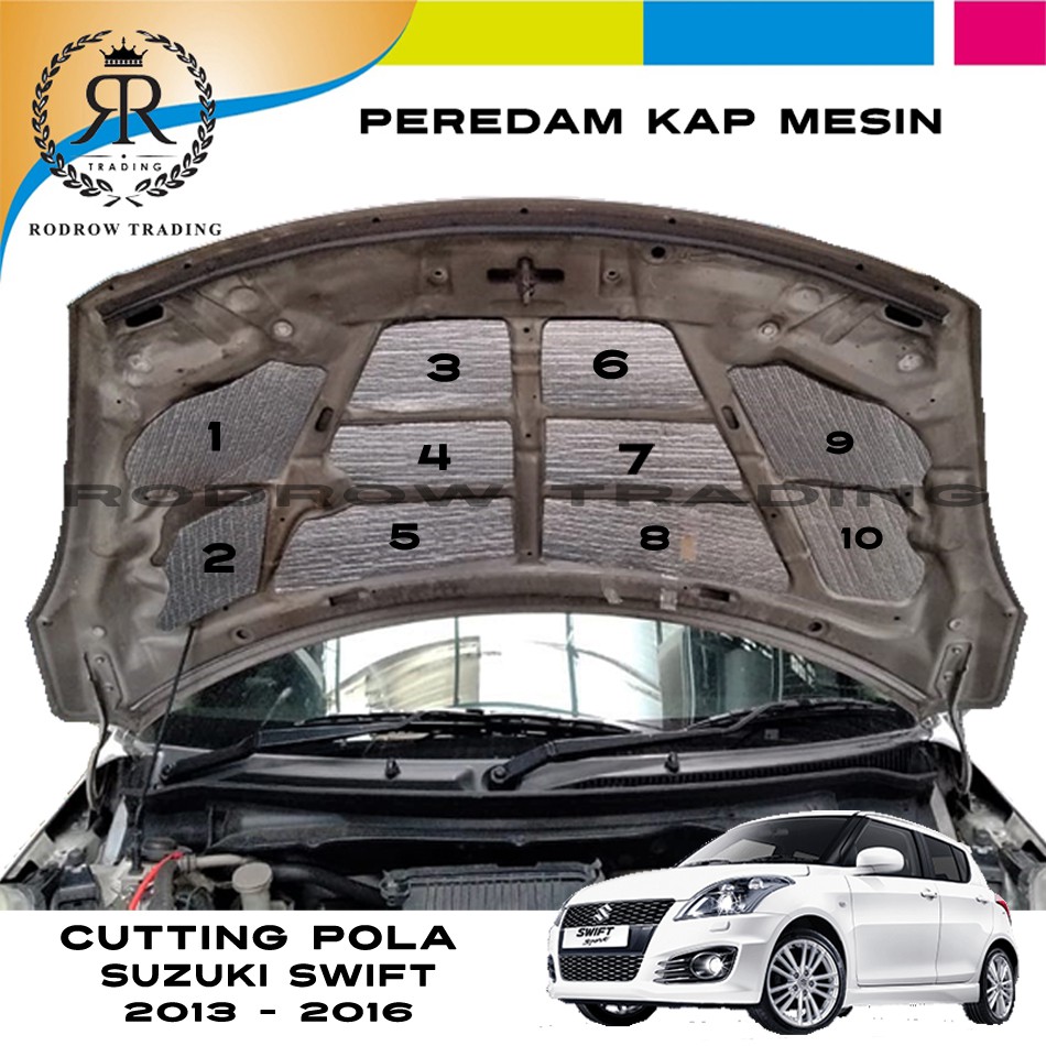 Peredam Kap Mesin Mobil Suzuki SWIFT 2013-2016 / Cutting Pola Busa Peredam Panas Mesin Mobil SWIFT
